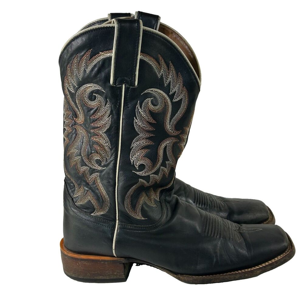 Nocona Cowboy Boots Black Leather Square Toe Nl4035 Mens 9